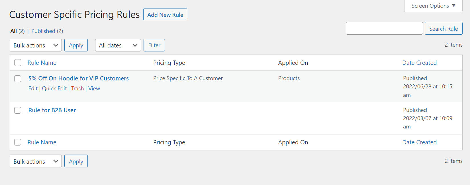 Customer specific pricing for woocommerce
