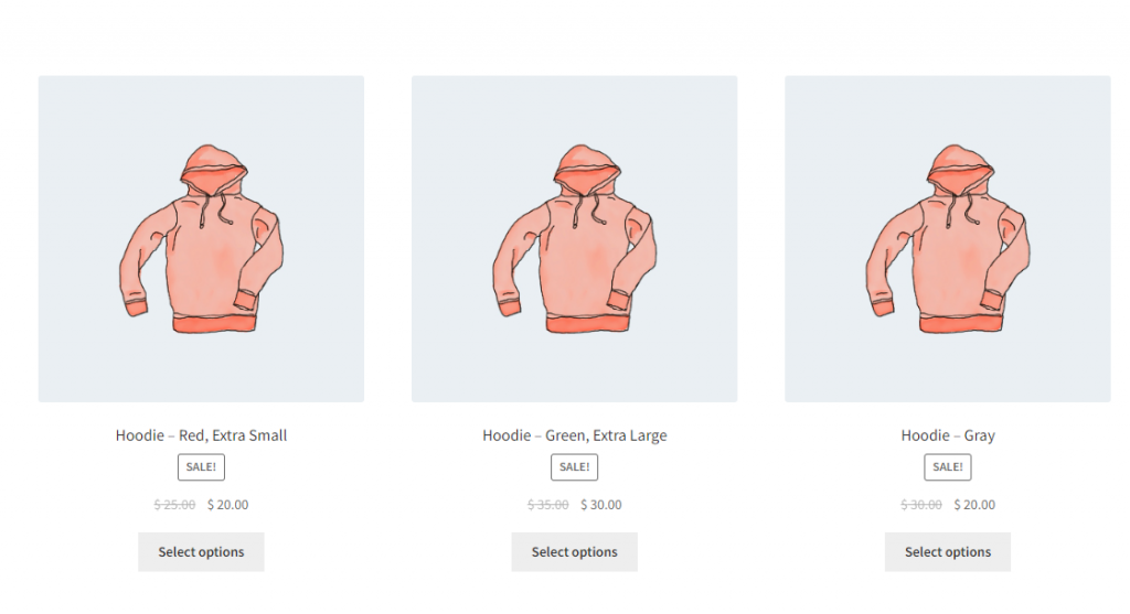 products by attributes and variations for woocommerce