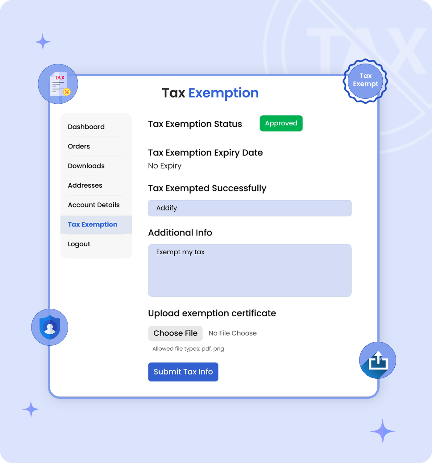 Customizable tax-exempt form