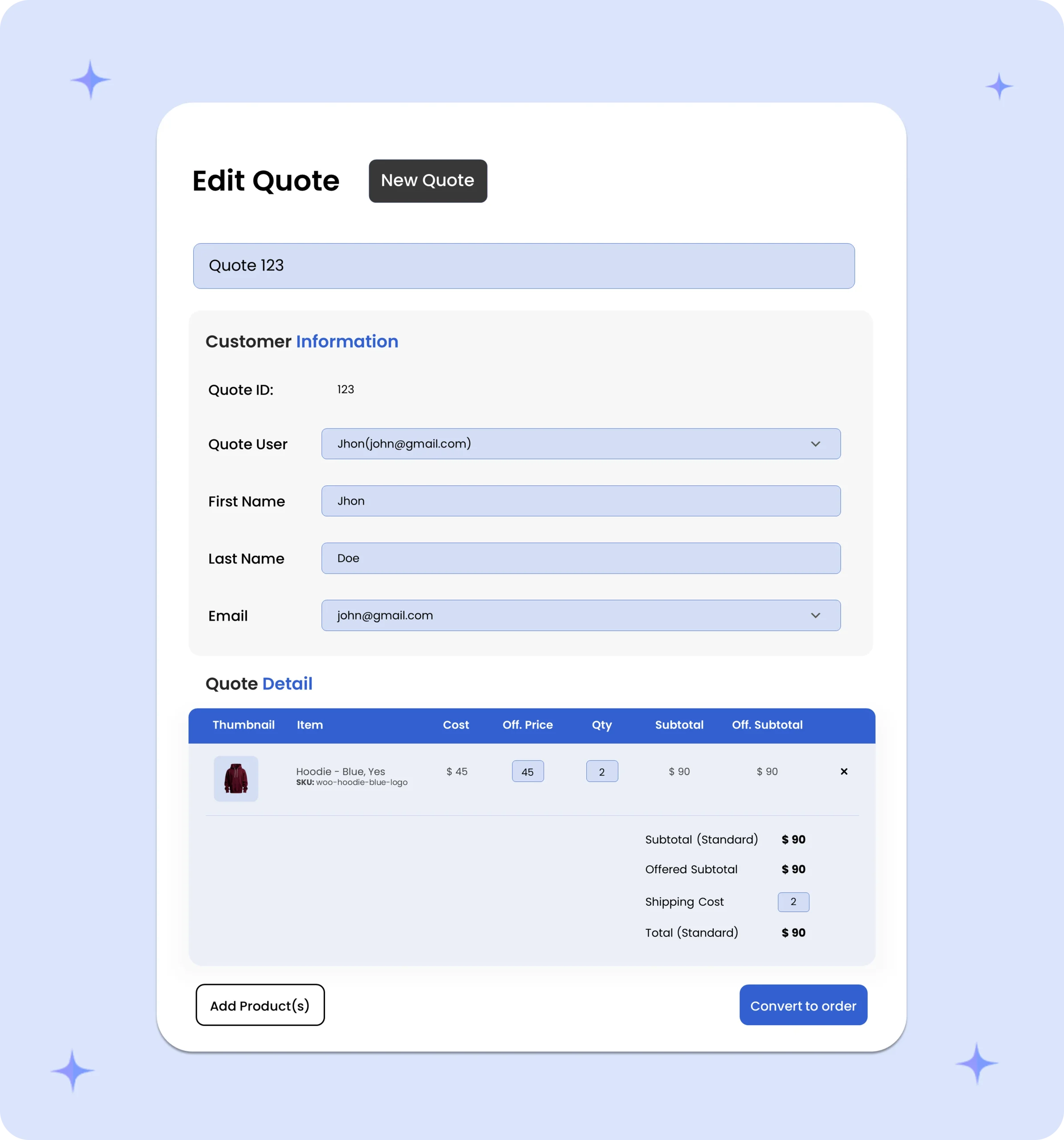 convert quote to order b2b for woocommerce